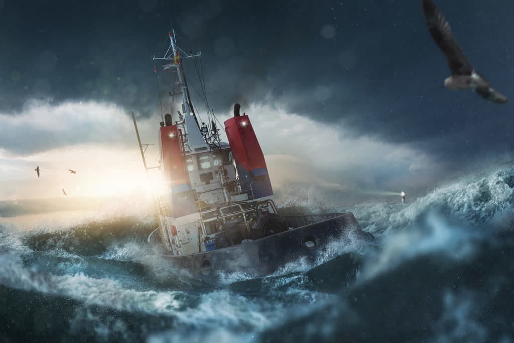 Imagem de um barco na tempestade