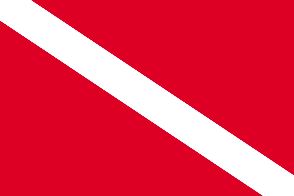 bandeira de mergulho diver down, vermelha e branco